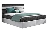 Boxspringbett Tercjo, Polsterbett mit 2 Bettkästen, Bett mit Kopfteil, Doppelbett mit Matratze, Farbauswahl, Bettgestell, Amerikanisches Continentalbett (Lawa 06 + Soft 017, 160 x 200 cm)