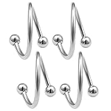 bodyjewelrytrend 4 Stück Spiral Piercing Twister Ohr Kugel chirurgenstahl 1,2mm unterlippe lippenpiercing lippe Helix Twist Tragus Edelstahl AAFP 12