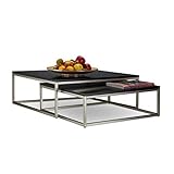 Relaxdays Couchtisch Holz FLAT 2er Set 27,5 x 75 x 75 cm HxBxT, flacher Loungetisch, Satztische für Wohnzimmer, schw
