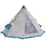 Skandika Tipi 6 Personen Zelt Outdoor | Campingzelt, wasserfest, eingenähter Zeltboden, Moskitonetz, 2,5 m Stehhöhe, 3000 mm Wassersäule, Stahl-Gestänge | Indianerzelt, Festivalzelt, Glamping (grau)