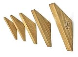 5er Set Wandhaken Holz Eiche Garderobenhaken Vintage Holzhaken Kleiderhaken Wand Huthak