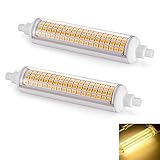 Azanaz R7S LED Glühbirne Dimmbar 118mm Länge LED Röhre Leuchtmittel Warm Weiß 2800K-3500K 2835LED Patch 15W Entspricht 150W Halogenlampe 1500LM Lampenkörper 118*28*28mm AC 220-240V 2er-Pack