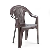 Bequemer Garten Stapelstuhl - Gartenstuhl stapelbar - Bistrostuhl - Gartensessel stapelbar - Rattan-Optik - Balkonmöbel Gartenmöbel in Mokk