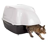 Innovative Katzentoilette für draußen, schwarz-weiß, mit extra großem Eingang, wasserdichte Abdeckung, geeignet für größ