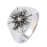 Viking Runic Anker Nautical Compass Ring for Männer Frauen Vintage Schwarz Silber Punk Symbol Band Ring Edelstahl Norse Skandinavisch Schmuck (Color : 8)