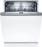 Bosch SGV4HBX40E Serie 4 Geschirrspüler Vollintegriert, 60 cm breit, Besteckkorb, Silence Programm besonders leise, Extra Trocknen auf Knopfdruck, InfoLight roter Lichtpunkt am B