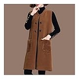 Damenweste Frauenweste Winter Nachahmung Nerz Samt Lange Westen Sleeveless Cardigan Weste Oberbekleidung Weste Mantel kalter Winter (Color : Brown, Größe : XXX-Large)