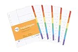 perfect line 5er Pack 6-teiliges DIN-A4 Register farbig (5x6), 22,3 x 29,7 cm, mit Deckblatt, Farb-Trenner aus Karton in 6 Farben, 160 g, perfekte Trenn-Blätter für die Ordner-Organisation im Bü