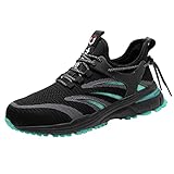 Quiteyan Leicht Arbeitsschuhe Herren Damen,Sicherheitsschuhe Stahlkappe Leicht Sportlich Atmungsaktiv rutschfest Sicherheitssneaker Anti-Piercing,Black Green▁37