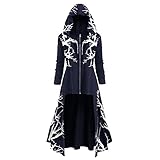 SHIZUANYUE Maxi Kleider Damen Gothic Steampunk Langarm Mittelalter Kleid Mit Kapuze Kleid Elegant Retro Abendkleider Cosplay Kostüm Halloween Costume Karneval Kostüm Party Fasching Fasnacht C