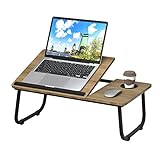 SURFLINE Laptop Tisch für Bett Laptop Tisch Bett Tisch mit Klappbaren Beinen，Becherhalter und Verstellbarer Tischplatte, Für Notebook-Ständer Frühstücksbett Tablett Picknick