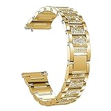 18mm 20mm 22mm Armband Damen Diamantarmband Für Garmin Uhrenarmband Vivoactive Metall Stahlgürtel *4* (Band Color : Gold, Band Width : 18mm)