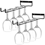 Aieraczy 2 Stück Weinglashalter, Gläserhalter Schrank, Gläserschiene, Metall Gläserhalterung Hängend, Weinglas Schiene zum umhängen, Weingläser Halter für Bar Küche Pub Restaurant, Schw