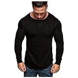 Meilily Tshirt Herren Einfarbig Langarmshirt Rundhalsausschnitt Basic Shirt Herren Oberteile Dehnbar Komfortabel Langarm Shirt Longshirt Herren Top