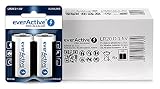 everActive D Batterien 12er Pack, Pro Alkaline, Mono LR20 R20 1.5V, höchster Leistung, 10 Jahre Haltbarkeit, 12 Stück – 6 Blisterk