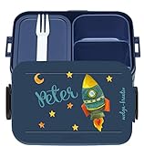 wolga-kreativ Brotdose Lunchbox Bento Box Kinder mit Namen Mepal Obsteinsatz für Jungen Mädchen Waal personalisiert Brotbüchse Brotdosen Kindergarten Schule Schultüte fü