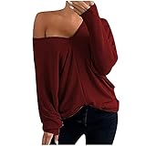 MOKBAY Damenmode Casual Pullover Solid V-Ausschnitt Lose Langarm T-Shirt Top Bluse Pullover Sweatshirt Oversized Hoodie Damen Hoodie Teenager Pullover Langer Pullover Damen Tumb