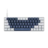 60% Kleine Mechanische Gaming Tastatur, Bluetooth Kabelgebundene 63 Tasten RGB Beleuchtung Rote Schalter für PC IOS, Android, Windows und Mac,Blau Weiß(QWERTY,US-Layout)