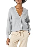 Amazon Essentials Strickjacke, gerippt, weich Cardigan Sweater, Grau Meliert, L