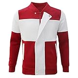 WXZZ Karo Farbblock Collegejacke für Herren Baumwolle Reißverschluss-Snapfleiste Sweatjacke Slim Stehkragen Ohne Kapuze Langarm Herbstjacke Übergangjacken Freizeit Outdoorjacke Sportjack