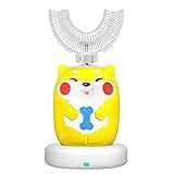 Elektrische Zahnbürste für Kinder 360° Reinigung, IPX7 Wasserdicht, Reinigungsmodus mit 3 Stufen, Silikonbürstenkopf in Lebensmittelqualität, niedliche Form Yellow