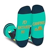 AGRIMONY Lustige Socken Herren Jungen - I’D RATHER BE CAMPING Lustig Bunte Coole Männer Witzige Motiv Bedrucken Verrückte Socken Geschenke Weihnachten Geschenkideen Funny Sock