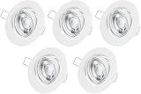 TEVEA LED Einbaustrahler Dimmbar | 5.5W Warmweiss GU10 230V | 3-Stufen Dimmbar ohne Dimmer | Komplett Set Einbauleuchten (Weiss)