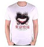Cotton Division Tokyo Ghoul Herren T-Shirt Ken Kaneki Mask Baumwolle Weiß - L