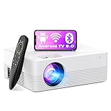 Beamer Android 9.0 WiFi Bluetooth Smart projektor Handy Mini Beamer 1080P 6000 Lumens Projector mit Screen Mirroring Heimkino Video LCD Berufsbeamer für Smartphone/PC/TV-Box/Laptop/PS4/PS5/PPT
