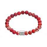 AMAFS Konstellationsarmband, Unisex, handgefertigt, 12 Konstellationen, Astrologie, Wassermann, roter Kiefernstein, matt, modisches Stretch-Armband für Männer, Frauen, Paare B
