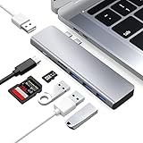 USB C Hub für MacBook Pro, 7 in 2 Typ C Hub Adapter mit USB C(Thunderbolt 3) PD 100W, 3 USB 3.0 Anschlüsse, USB 2.0, TF/SD Kartenleser für MacBook Pro 2020-2016, 13'/15'/16',MacBook Air 2020-2018