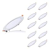 Yafido 10 Stück Led Panel Ultraslim Einbauleuchte 12W ersetzt 70W Halogen 3000K 960 Lumen Rund Spot Deckenlampe 230V Flach Einbaustrahler mit Teriber Nicht-dimmbar Ø175 x 11