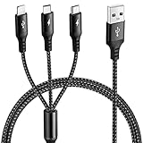 UZAHSK Multi-USB-Ladekabel 3.5A, Ladekabel Nylon-geflochtenes Mehrfach-USB-Kabel Universelles 3 in 1Ladekabel-Adapter Für IP/Typ-C/Micro Häfen Kompatibel Mit Handys, Tablets - 6ft (Schwarz)