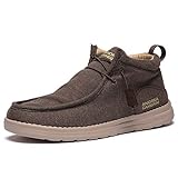 ANDREA CAMERINI Herren High Top Loafers Slip on Sneakers Casual Canvas Schuhe Komfort Leicht Deck Schuhe Mode Bootsschuhe Wanderschuhe, Braun (braun), 45 EU