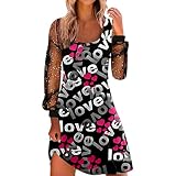 KGLHTYU Damen Kleider Elegant Casual Quadratischer Kragen Kleid Damen Kurz Mode Party Cocktail Minikleid Sexy Einfarbig Slim Langarm Kleid Sommerkleid Damen Elegant Knielang Strandkleid Freizeitk