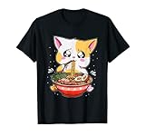 Ramen essende Katze Kawaii Anime Baka japanisches T-S