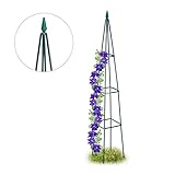 Relaxdays Rankhilfe, freistehend, Rosen, Tomaten, Wein, Garten, wetterfest, XL Rankpyramide, H 192 cm, Eisen, dunkelgrü