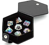 World of Dice - Prisma Crystal - 7-TLG. Pen and Paper Würfelset aus Glas, Echtglaswürfel mit Gravur, ideal für z. B. D&D, DSA, Cthulhu, Shadowrun, Aborea und viele w