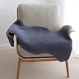 Vielit Lammfell Teppich 60x90, Grau Kunstfell Schaffell Wohnzimmer Schlafzimmer Flauschig Kurzflor Klein Weich Fell Shaggy Bettvorleger für Stühle Sitzkissen Boden Schmink