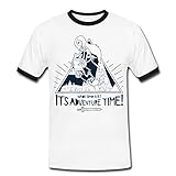 Spreadshirt Adventure Time Mit Finn Und Jake What Time is It Männer Kontrast T-Shirt, XXL, Weiß/Schw