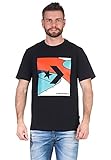 Converse T-Shirt Herren Colorblocked Court Short Sleeve Tee 10022755 001 Schwarz, Größe:L