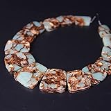 Yivibe Perlen für Schmuckherstellung DIY Perlen 15 Stück Hellblau Braun Ozean Sediment Jaspis Trapezplatte Perlen Gebohrt Kaiser Stein Abgestufte Anhänger Halsketten Schmuck