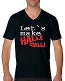 Comedy Shirts - Let's Make Halli Galli - Herren V-Neck T-Shirt - Schwarz/Weiss-Rot Gr. XL