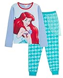 Disney Mädchen-Schlafanzug 'Arielle', Prinzessinnen-Optik, volle Länge, mit Glitzer-Loungehose, Flieder, 2-3 J