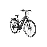 FISCHER Damen - Trekking E-Bike VIATOR 5.0i, Elektrofahrrad, schiefergrau matt, 28 Zoll, RH 49 cm, Brose Drive C Mittelmotor 50 Nm, 36 V Akku im R