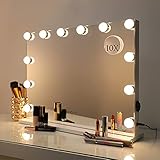 Dayu Hollywood-Stil Schminkspiegel Spiegel mit Beleuchtung, Schminkspiegel mit 12 LED dimmbare Licht, beleuchtet Theaterspiegel, groß Spiegel mit Licht 3 Farbtemperatur, Weiß