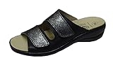 Algemare Damen Pantolette schwarz Glitter aus Leder Größe 36 bis 42 Wechselfußbett, Damen Größen:42, Farben:schw