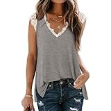Frauen Sommer Sexy Kurzarm Spitze Details Bluse Casual Abnehmen Tops Womens Casual Solid Lace Kurzarm Top Frauen V-Ausschnitt ärmellose Nähte Chiffonweste Fashion Lace Splicing Ärmellose W