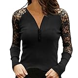 Damen Pullover Elegant Lang Herbst Langarm Sale Winter Tuniken Blusen Damen Herbst Longblusen und Tuniken Damen Sale Party Frauen Spitze Oberteile Langarmshirt T Shirt Tunika Pulli Vintage Tunik