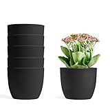 T4U 12cm Selbstwässernder Blumentopf Schwarz 6er-Set, Selbstbewässerung Wasserspeicher Pflanzgefäß Übertopf für Innen- und Außenb